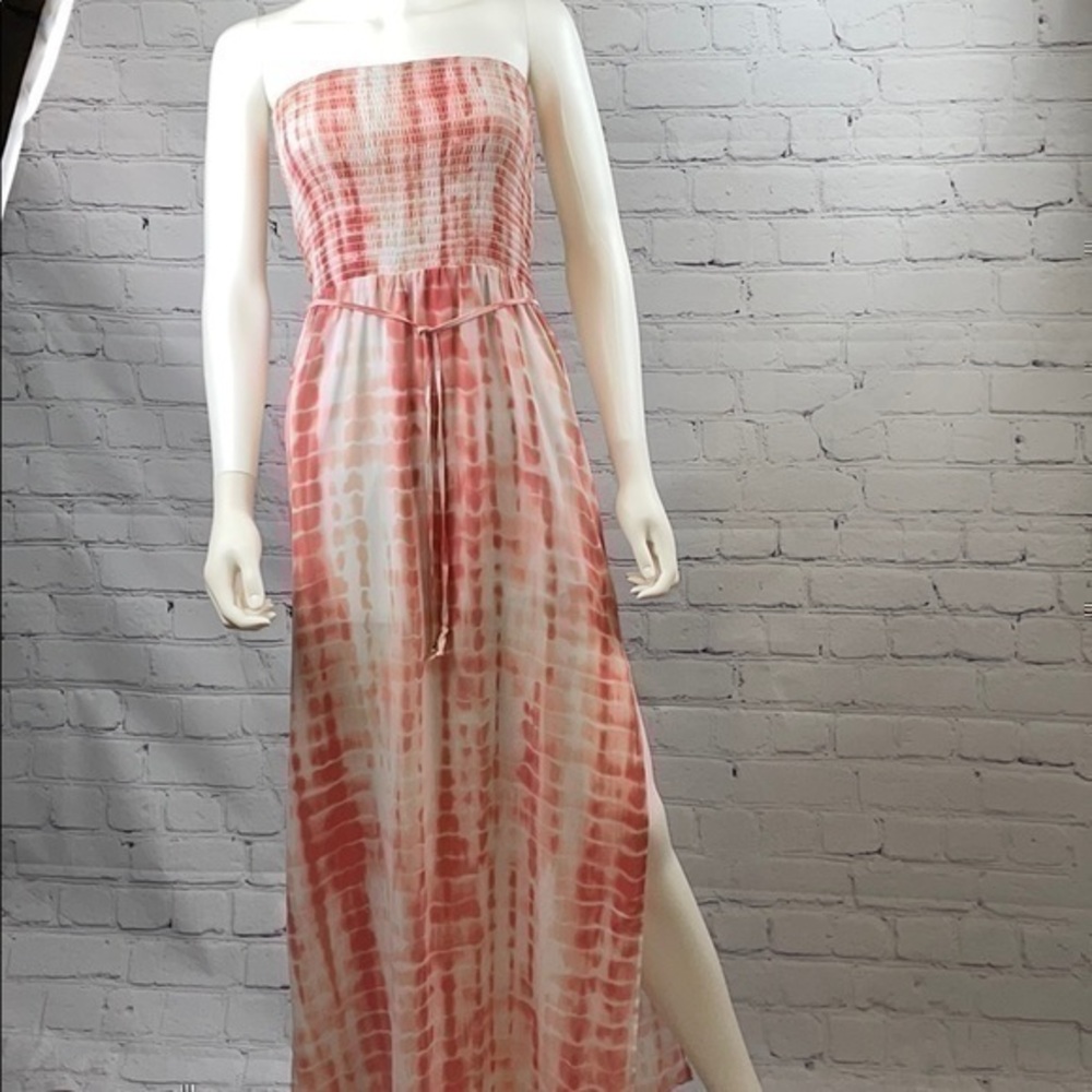 UEC Guess pink tie dye strapless maxi dress X-small